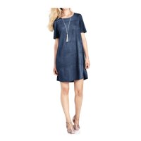 Velourslederimitat-Kleid, marine