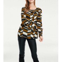 Print blouse, black-cognac