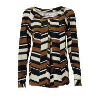 Designer-Druckbluse, schwarz-cognac