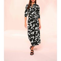 Hemdblusenkleid m. Wickel-Effekt, schwarz-champagner