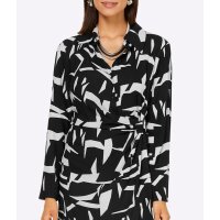 Shirt dress with wrap effect, black-champagne