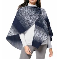 Poncho, dunkelblau-bunt