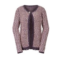 Strickjacke m. Fransen, beere-gemustert