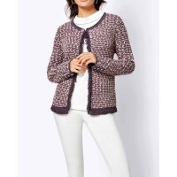 Strickjacke m. Fransen, beere-gemustert