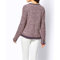 Strickjacke m. Fransen, beere-gemustert
