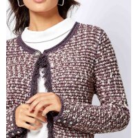 Strickjacke m. Fransen, beere-gemustert