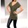 Designer shirt with ruchings, olive