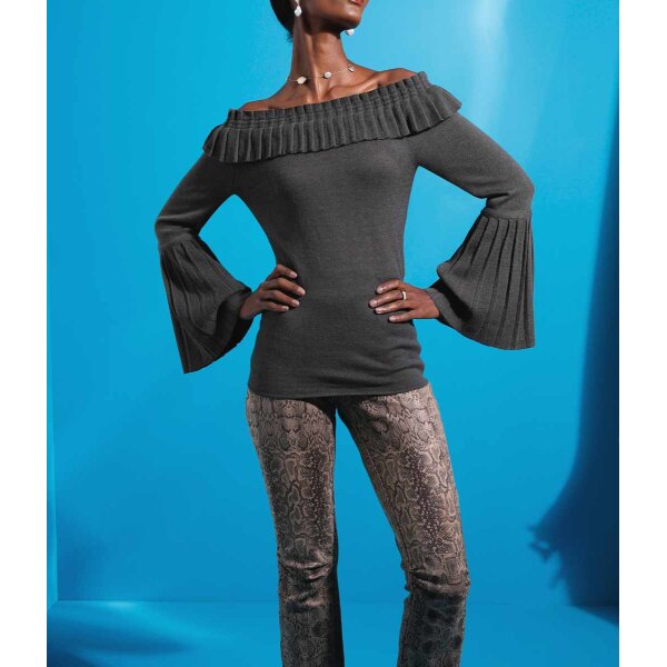 Sweater with new wool and silk, grey
