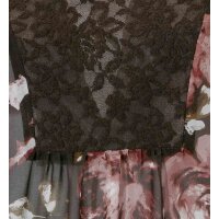 Designer-Druckbluse mit Spitze, braun-rosé
