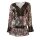 Designer-Druckbluse mit Spitze, braun-rosé