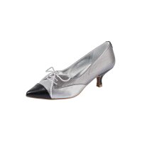 Pumps with lace, black-grey-metalic