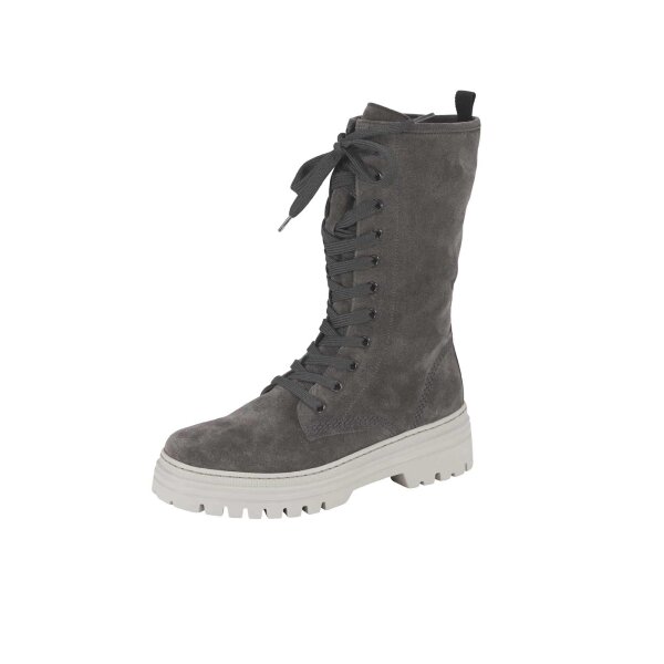 Calf skin leather lace boots, grey