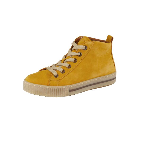 Marken-Leder-High-Top-Sneaker, gelb