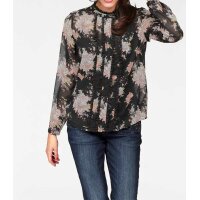 Marken-Bluse m. Spitze, schwarz-bunt