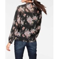 Marken-Bluse m. Spitze, schwarz-bunt