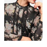 Marken-Bluse m. Spitze, schwarz-bunt