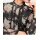 Marken-Bluse m. Spitze, schwarz-bunt