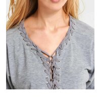 Shirt with lacings, grey-blend