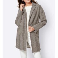 Fischgrat-Longjacke, elfenbein-beige-grau