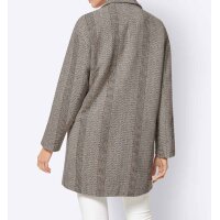 Fischgrat-Longjacke, elfenbein-beige-grau