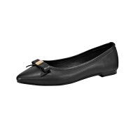 Leder-Ballerina, schwarz