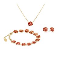 Marken-Schmuck-Set „Wilde Rose“, rot-goldfarben