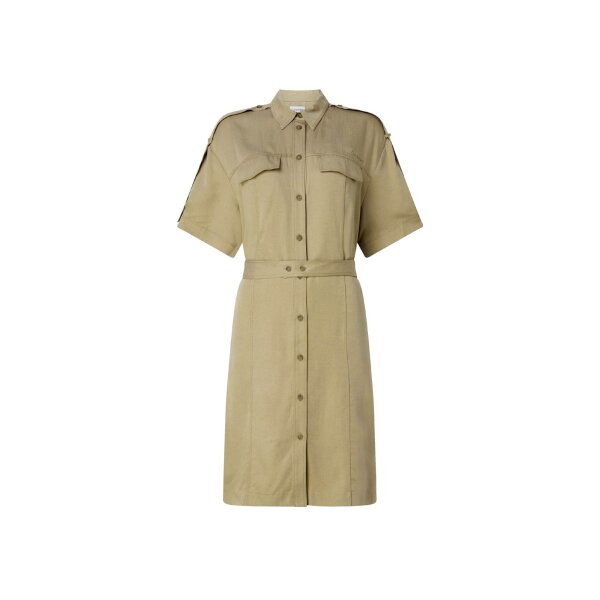 Marken-Blusenhemdkleid m. Bindegürtel, cognac