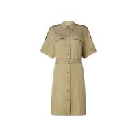 Blouse shirt dress with tie belt, cognac