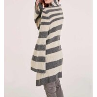 Longstrickjacke, grau-offwhite