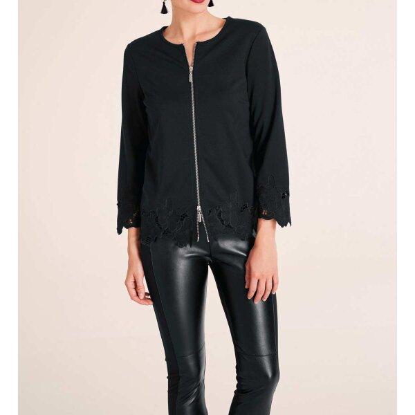 Designer-Jerseyblazer m. Spitze, schwarz