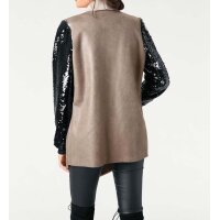 Designer-Lederimitatjacke, taupe-schwarz