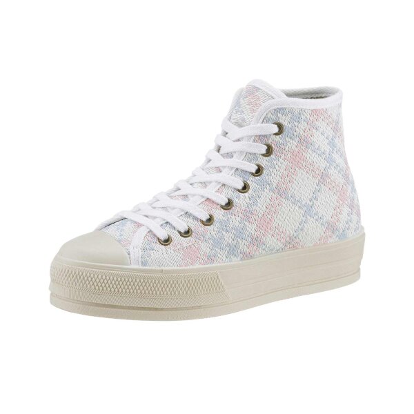 Sneaker with checkered design, rose/ blue