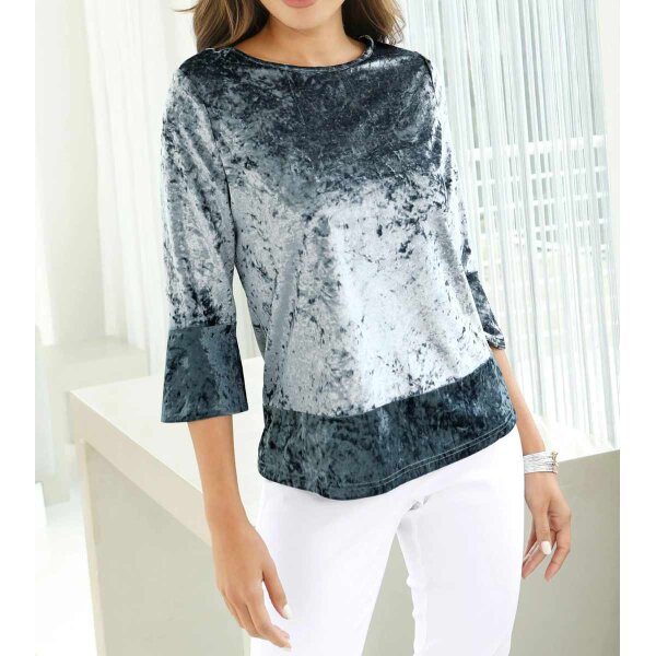 Crushed velvet shirt, ice blue