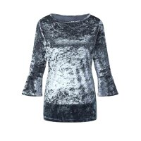 Crushed velvet shirt, ice blue