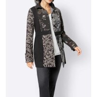 Patchwork long blazer, black-multicolour