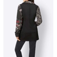 Patchwork long blazer, black-multicolour