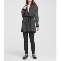 Longstrickjacke m. Gürtel, schwarz-offwhite
