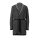 Longstrickjacke m. Gürtel, schwarz-offwhite