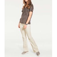 Designer-Ziegenlederbluse, dunkeltaupe