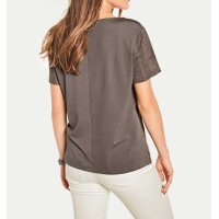 Designer-Ziegenlederbluse, dunkeltaupe
