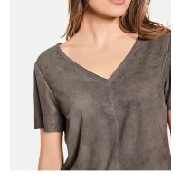 Designer-Ziegenlederbluse, dunkeltaupe