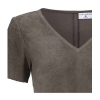 Designer-Ziegenlederbluse, dunkeltaupe