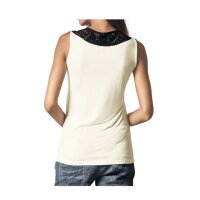 Blusentop m. Spitze, creme-schwarz