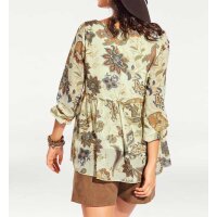 Chiffon-Druckbluse, ecru-camel