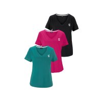 Marken-3er-Pack-Shirt, schwarz+pink+petrol