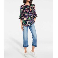 Blouse with flounces, navy-multicolour