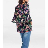 Blouse with flounces, navy-multicolour