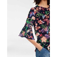 Blouse with flounces, navy-multicolour