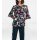 Blouse with flounces, navy-multicolour