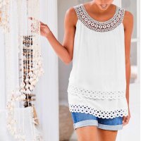 Designer-Lagen-Blusentop, m. Spitze, weiß